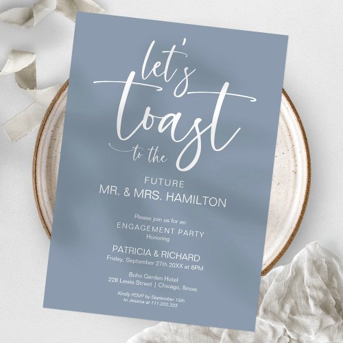 Lets Toast Chic Calligraphy Engagement Party Invitation