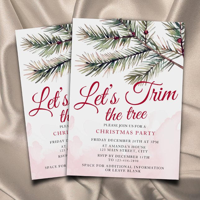 Let’s Trim the Tree Christmas Party Watercolor  Invitation (Creator Uploaded)