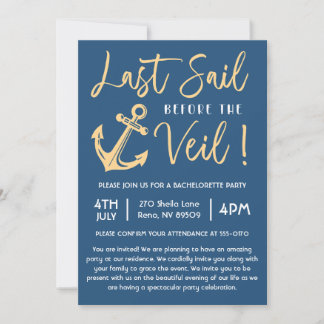 Let Sail Before The Veil Nautic Bachelorette Party Invitation