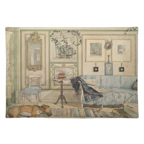 Let Sleeping Dogs Lie Swedish Watercolor Cloth Placemat