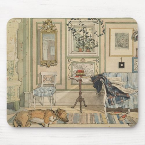 Let Sleeping Dogs Lie Swedish Watercolor Mouse Pad