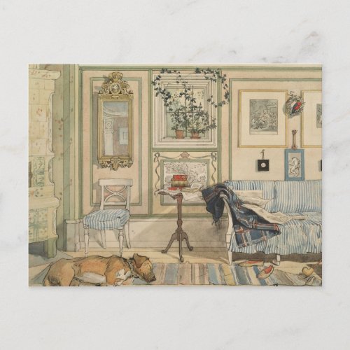 Let Sleeping Dogs Lie Swedish Watercolor Postcard