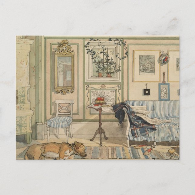 Let Sleeping Dogs Lie Swedish Watercolor Postcard (Front)