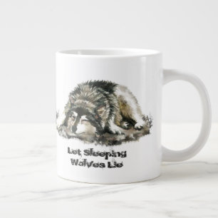 Let Sleeping Wolves Lie Inspirational Quote Giant Coffee Mug