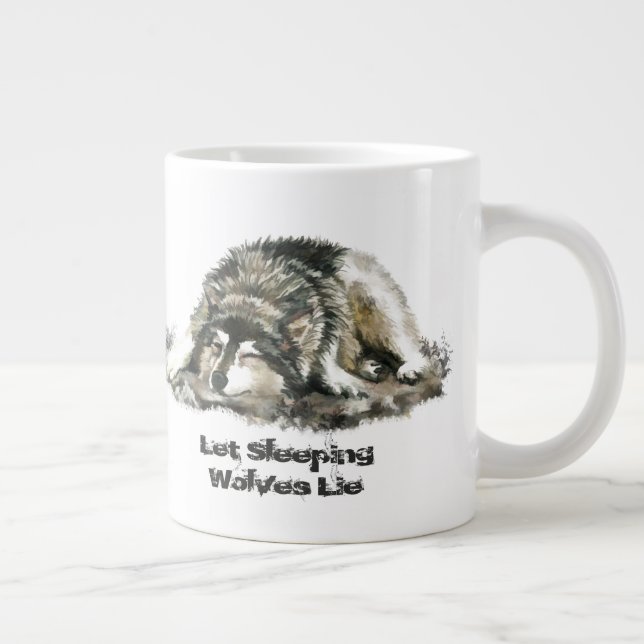 Let Sleeping Wolves Lie Inspirational Quote Giant Coffee Mug (Right)