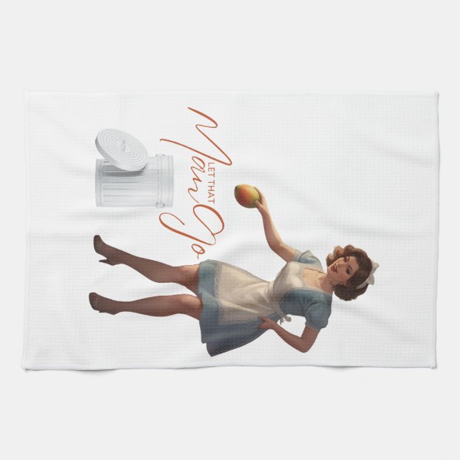 Let That Man Go Illustration | Retro Housewife  Kitchen Towel (Horizontal)