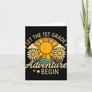 Let The 1st Grade Adventure Begin Retro Sun Back T Card
