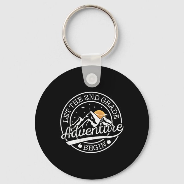 Let The 2nd Grade Adventure Begin Retro First Day  Keychain (Front)