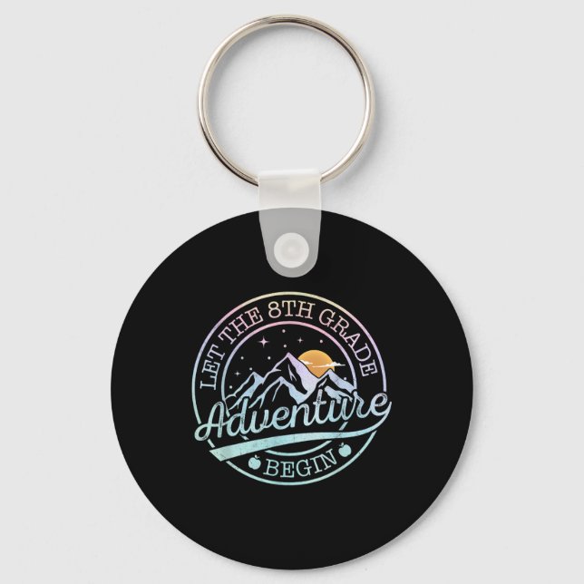 Let The 8th Grade Adventure Begin Retro First Day  Keychain (Front)