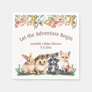 let the adventure begin animals baby shower  napkins