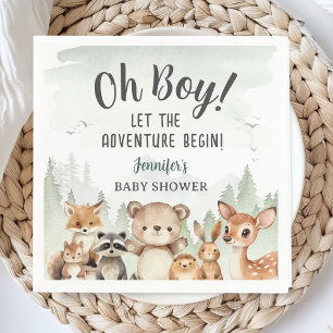 Let The Adventure Begin Baby Shower Boy Woodland Napkins
