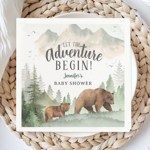 Let The Adventure Begin Baby Shower Boy Woodland Napkins