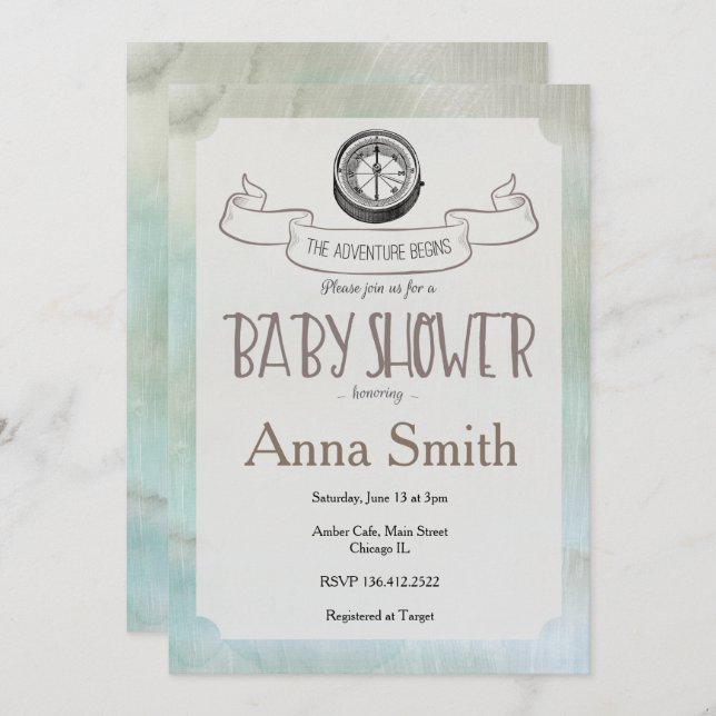 Let the Adventure Begin Baby Shower invitation (Front/Back)