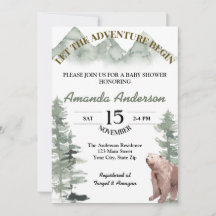 LET THE ADVENTURE BEGIN BABY SHOWER INVITATION