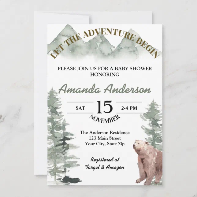 LET THE ADVENTURE BEGIN BABY SHOWER INVITATION | Zazzle