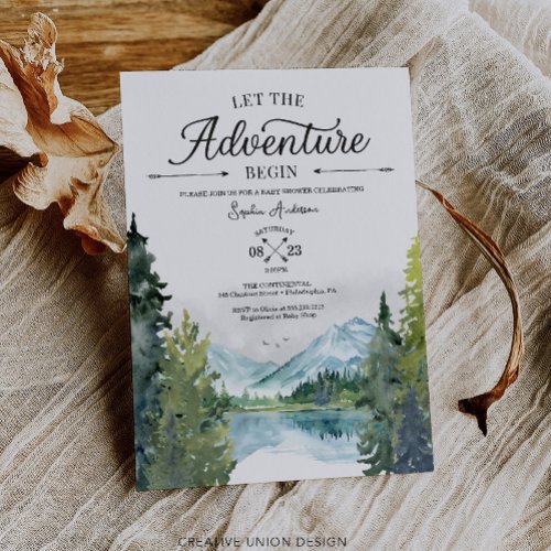 Let The Adventure Begin Baby Shower Invitation