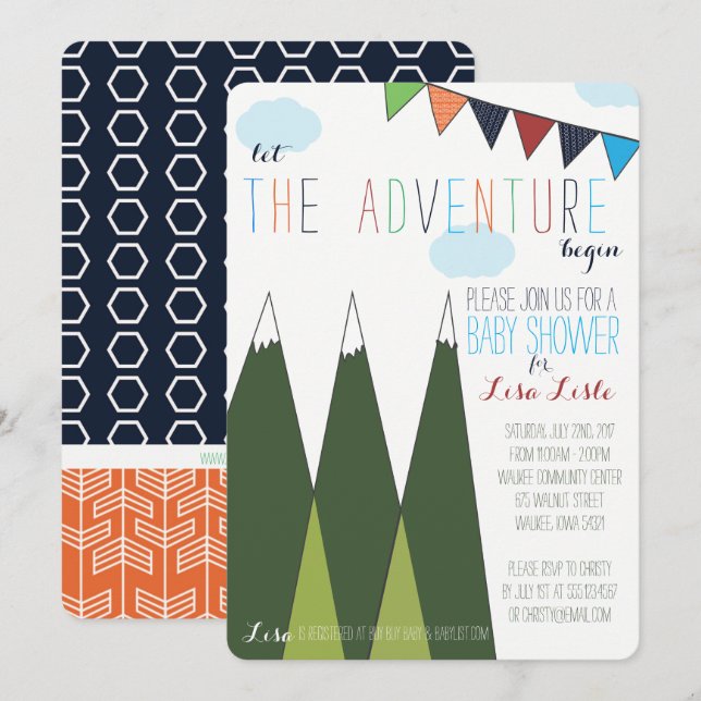 Let the Adventure Begin Baby Shower Invitation (Front/Back)