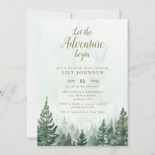 Let The Adventure Begin Baby Shower Photo QR Code Invitation