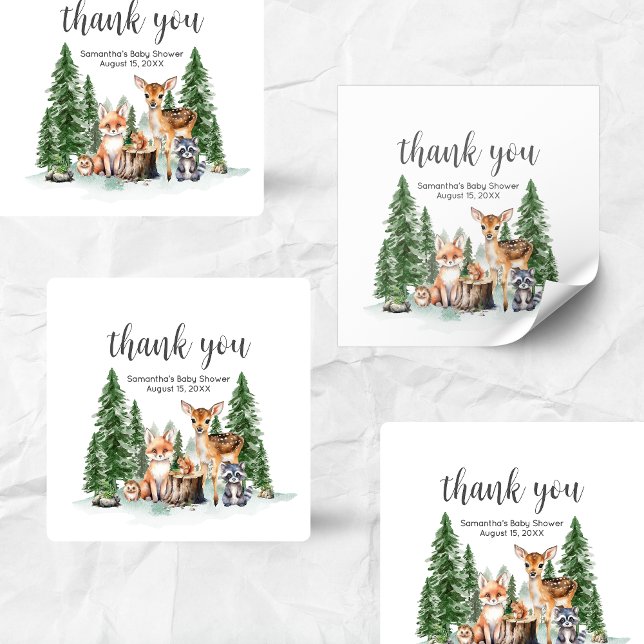 Let the Adventure Begin Baby Shower Square Square Sticker (Let the Adventure Begin Woodland Animals Baby Shower Square Sticker)