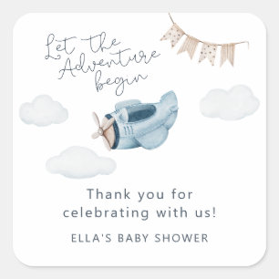Let The Adventure Begin Baby Shower Square Sticker