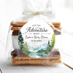 Let The Adventure Begin Baby Shower Sticker