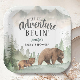 Let The Adventure Begin Baby Shower Woodland Paper Plates