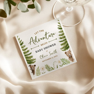 Let the Adventure Begin Bear Twin Baby Shower Napkins