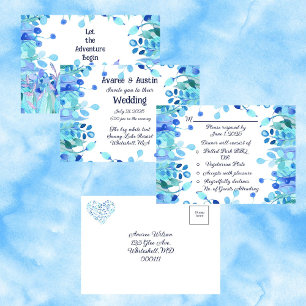 Let the Adventure Begin Blue Floral Tri-Fold Invitation