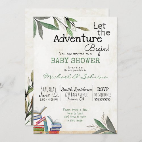 Let the Adventure Begin Book Request Baby Shower Invitation