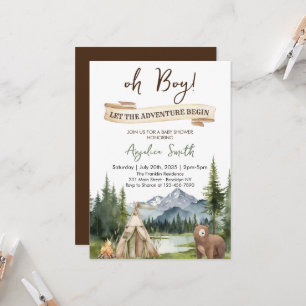 Let the Adventure Begin Boy Adventure Baby Shower Invitation