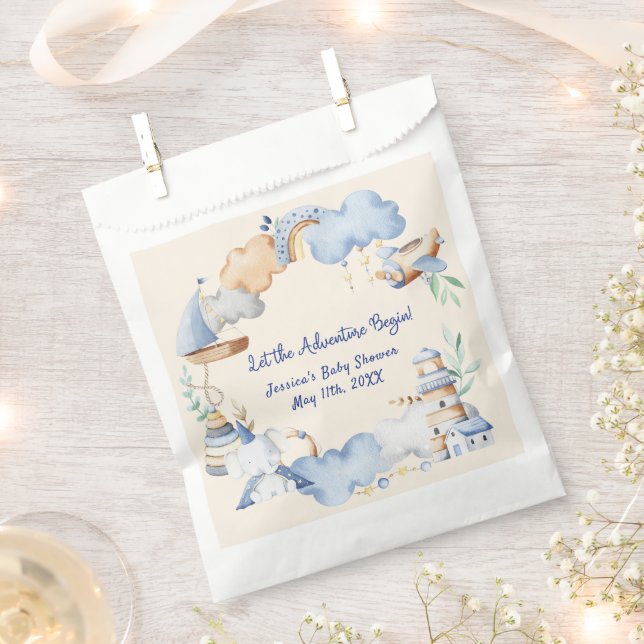 Let the Adventure Begin Boy Baby Toy Baby Shower  Favor Bag (Clipped)