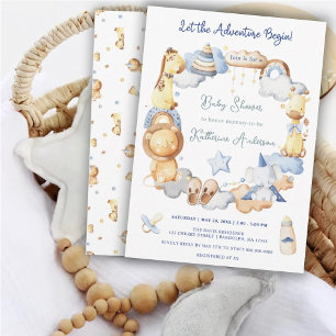 Let the Adventure Begin Boy Baby Toy Baby Shower Invitation