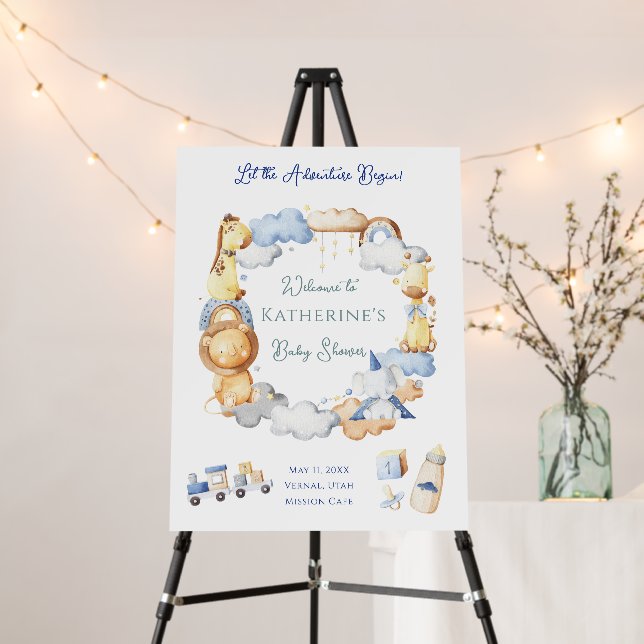 Let the Adventure Begin Boy Baby Welcome Sign (In Situ (Stand))