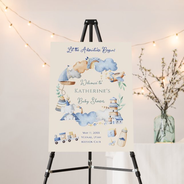 Let the Adventure Begin Boy Baby Welcome Sign (In Situ (Stand))