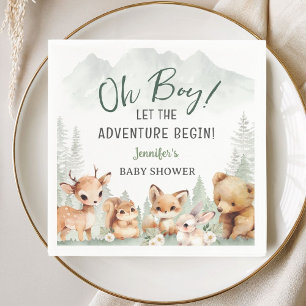 Let The Adventure Begin Boy Woodland Baby Shower Napkins