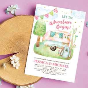 Let the Adventure Begin Camping Baby Shower Invitation