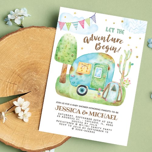 Let the Adventure Begin Camping Baby Shower Invitation