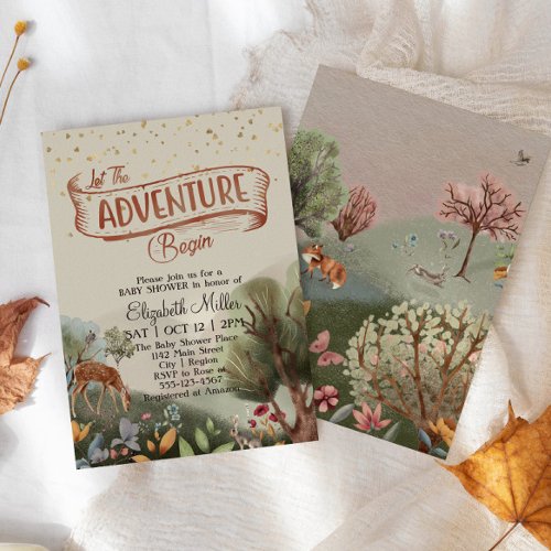 Let The Adventure Begin Colored Pencil Baby Shower Invitation