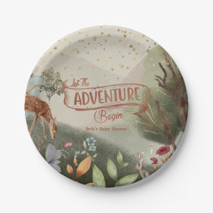 Let The Adventure Begin Colored Pencil Baby Shower Paper Plates