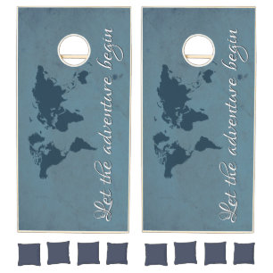 Let the adventure begin cornhole set