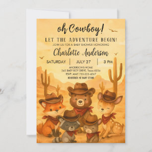 Let the Adventure Begin Cowboy Baby Shower Boy Invitation