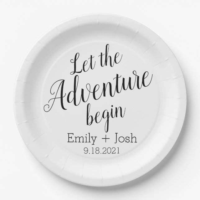 Let the adventure begin custom personalized  napki paper plates (Front)