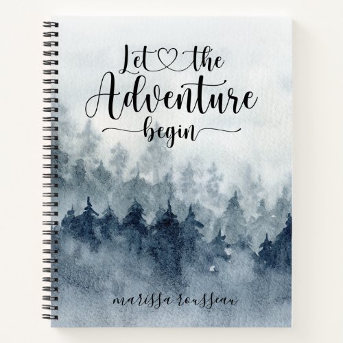 Let The Adventure Begin Custom Watercolor Forest N Notebook