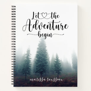 Let The Adventure Begin Custom Watercolor Forest Notebook