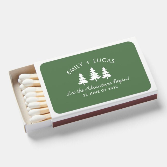 Let the Adventure Begin Custom Wedding Matchboxes (Front Open)