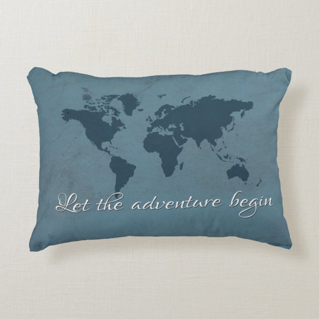Let the adventure begin decorative pillow (Front)