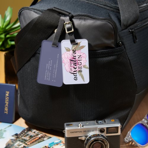 Let The Adventure Begin Flower Purple Luggage Tag