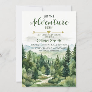Let the Adventure Begin Forest Boy Baby Shower Invitation
