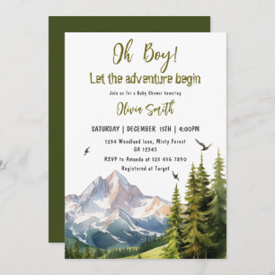 Let The Adventure Begin Forest Boy Baby Shower Invitation