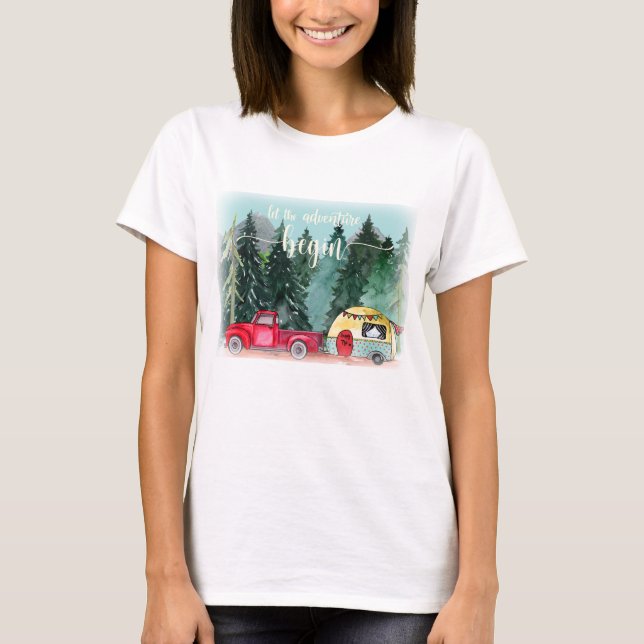 Let The Adventure Begin Forest Camping T-Shirt (Front)